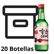 Bebida Coreana Licor Buen Día Soju Sabor de Cereza 20 Botellas